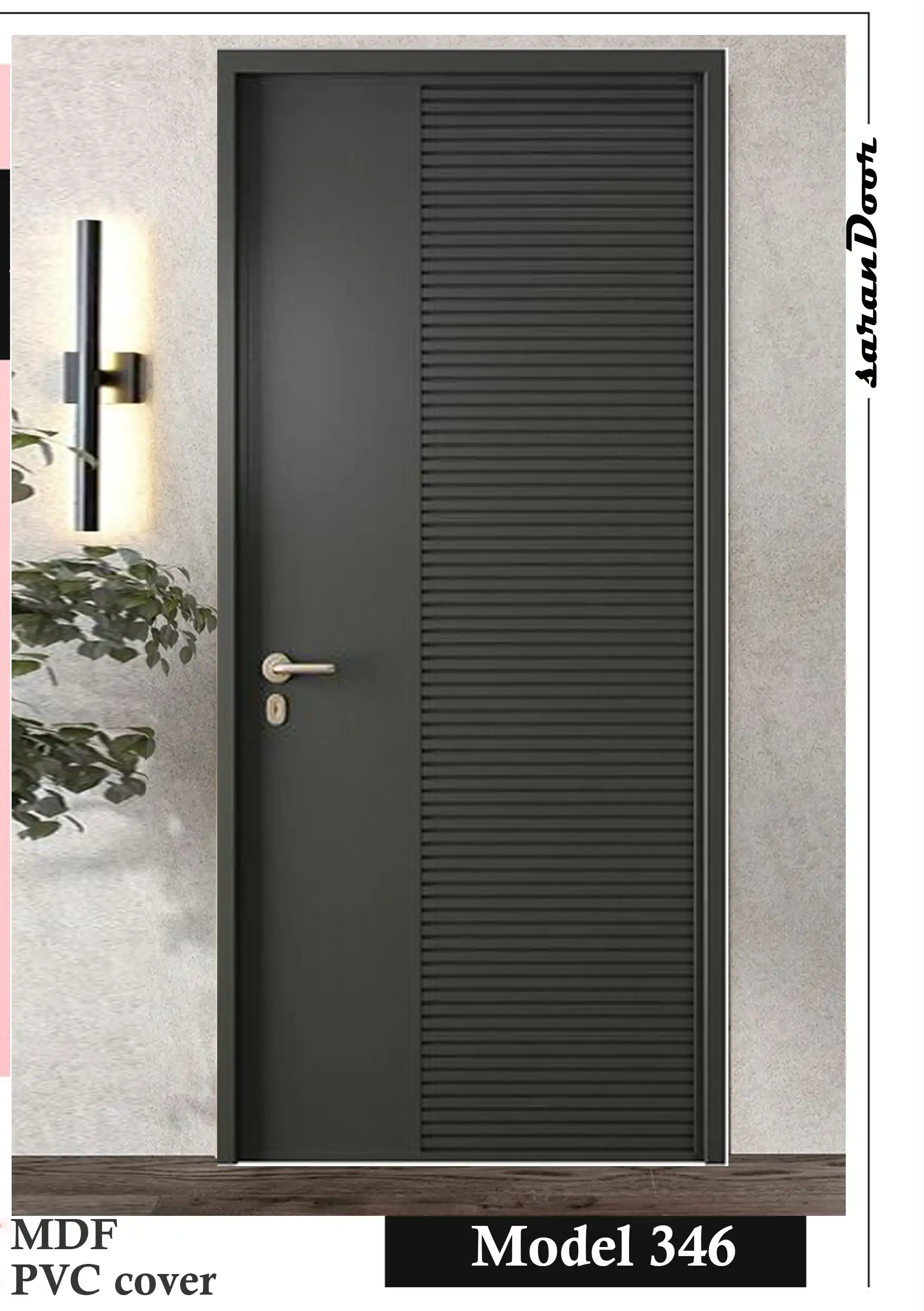 درب اتاقی مدل 346 | MDF با روکش PVC و طراحی خطی