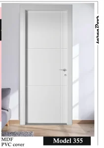 درب اتاقی مدل 355 | MDF با روکش PVC سفید