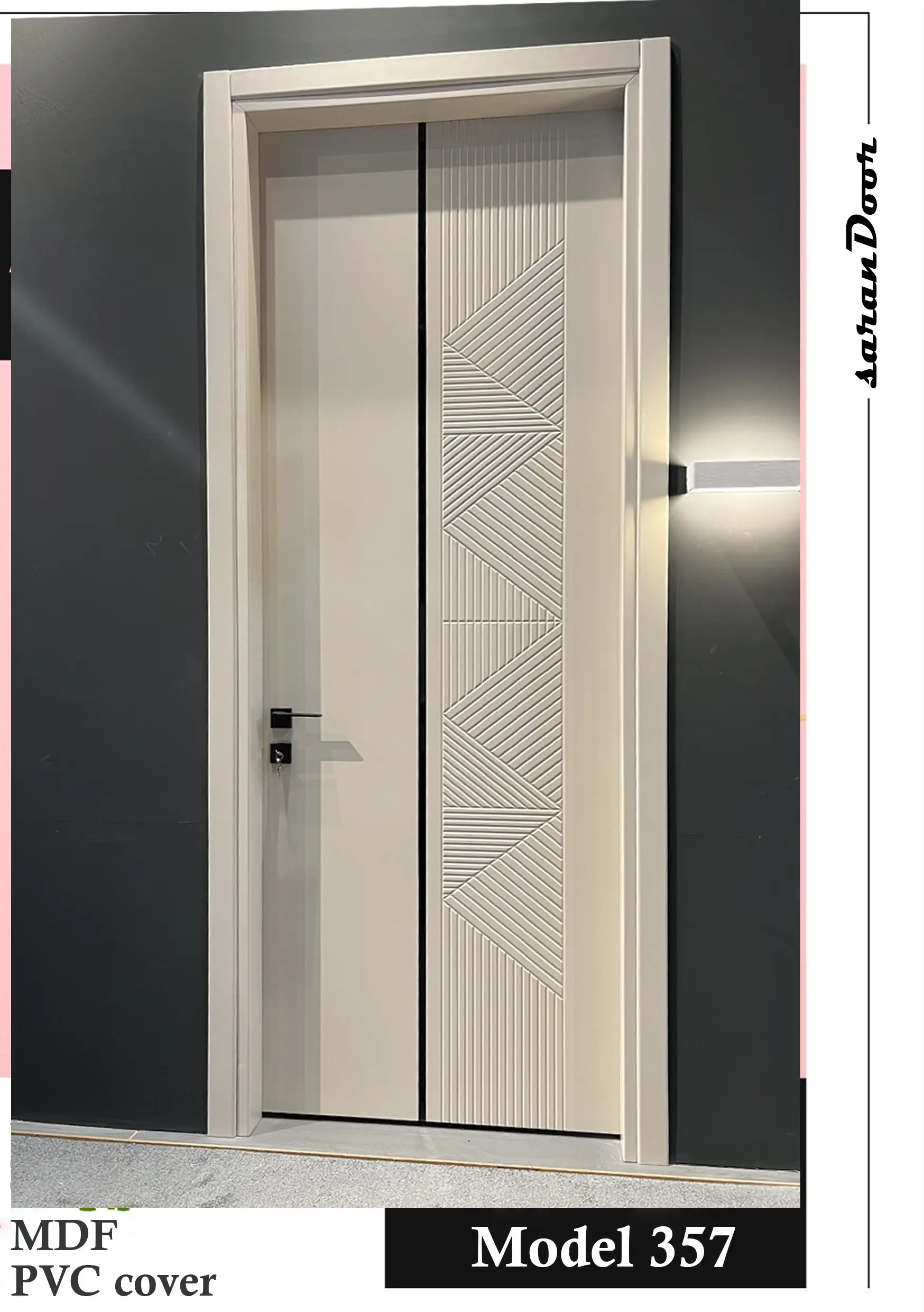 درب اتاقی مدل 356 | MDF با روکش PVC طوسی